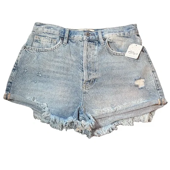 NWT Free People | We The Free Lasso Shorts Frayed-Hem Distressed Denim Size 27 - Picture 3 of 7